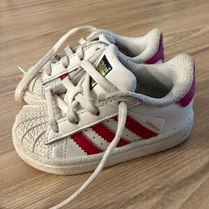 Adidas Superstar Toddler Sneakers | White & Pink | Size 4K